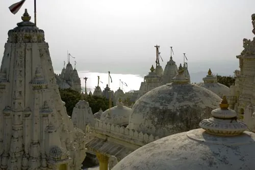 Strechy, veže a kupoly chrámov (Palitana)