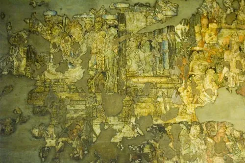 Zachovaná časť nástenných malieb (Ajanta)